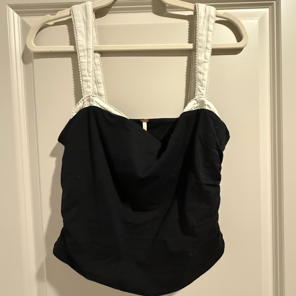 Free People Black Camisole with White Straps